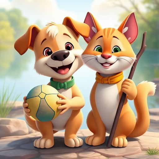 River Pals: T and M's Friendship Adventure