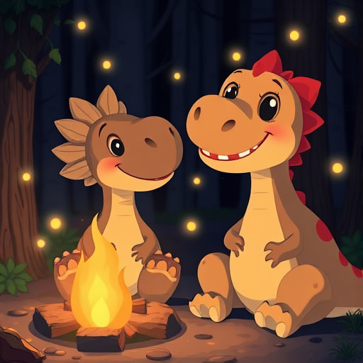 Fireflies and Ferns: Spiny and Barry’s Dino Camping Adventure