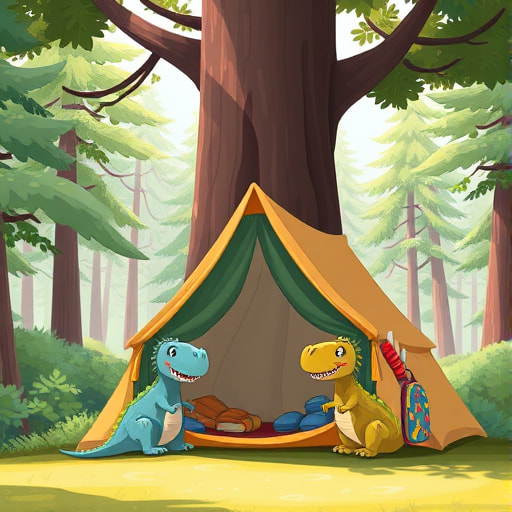 Fireflies and Ferns: Spiny and Barry’s Dino Camping Adventure