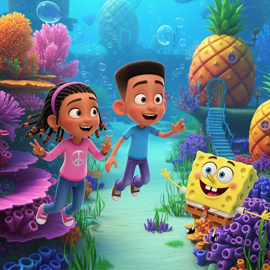 Ava and Evan's Big Bikini Bottom Adventure!