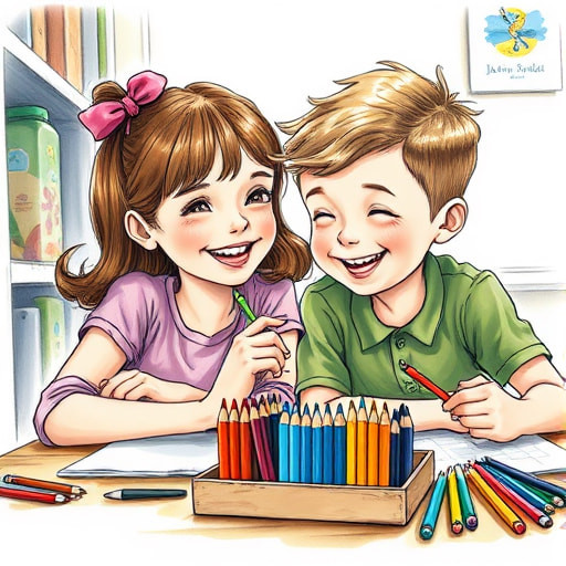 Amizade Colorida: Compartilhando Lápis e Sorrisos - Section 1