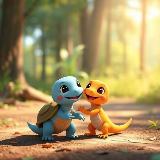 Brave Hearts of the Forest: Squirtle and Charmander's Adventure