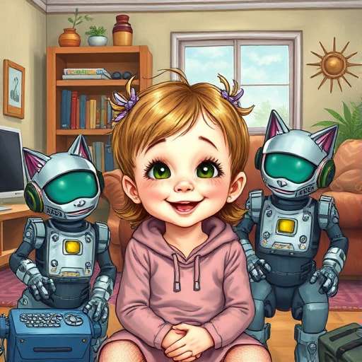 Adventures with Lily and Her Purr-fect Robot Pals